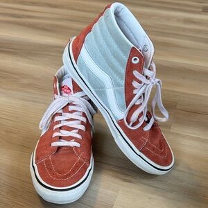 Vans Sk8-Hi Suede High Tops – Rust Clay + Sky Blue | Earth Tone Sneakers
